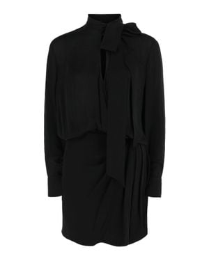 Valentino Fluid Georgette Long Sleeve Scarf Dress - Black