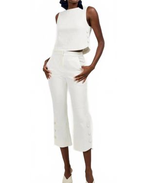Trina Turk Tortona Button Hem Pants - White