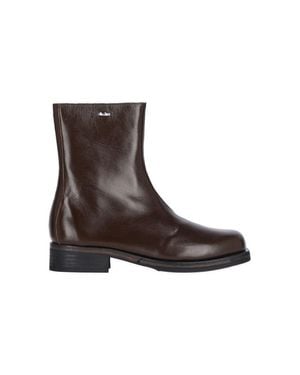 Our Legacy Leather Square Toe Ankle Boots - Brown