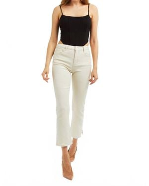 Tractr High Rise Crop Flare With Side Slit Clean Hem Stretch Lurex Twill Jeans - Black