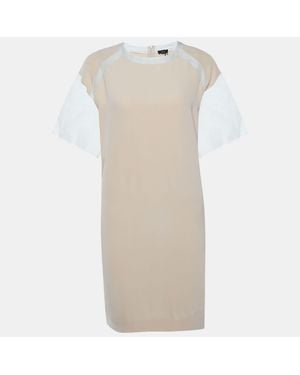 JOSEPH Light Silk & Organza Detail Shift Dress - Natural