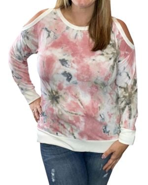 Honeyme French Terry Cold Shoulder Top - Gray