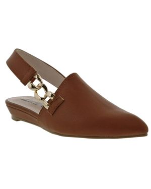 Bellini Fret Flat Pointed Toe Adjustable Strap Slingback Zap1730 - Brown
