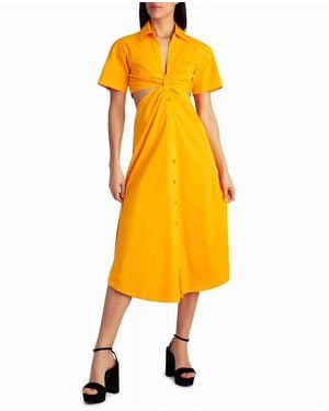 Nicole Miller Caroline Poplin Midi Shirt Dress - Yellow