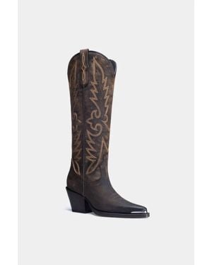 Dante Shoes Western Fashion Leather Boots - Brown