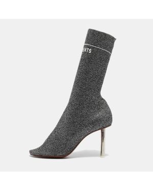 Vetements Lurex Fabric Sock Ankle Boots - Gray