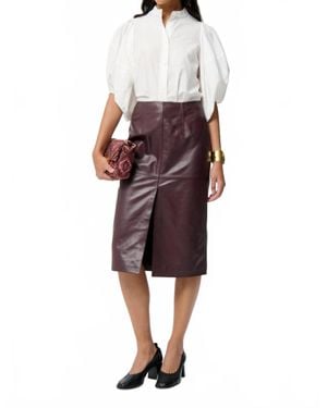 Vanessa Bruno Felindra Leather Skirt - Red