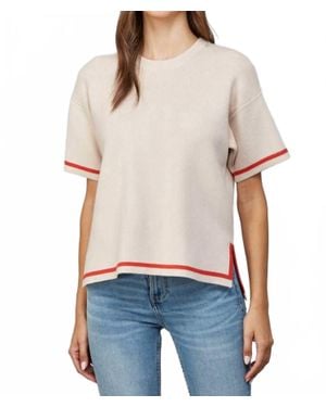 Fate Edge Contrast Trim Sweater Tee - White