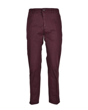 Department 5 Slim Fit Burgundy Pants With Tailored Silhouette - Purple