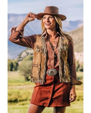 Madison Creek Outfitters Fringe Vest - Natural