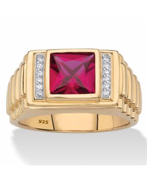Palmbeach Jewelry 1.42 Cttw. -Plated .925 Created Ruby & Diamond Accent Ring - Pink