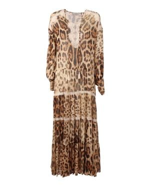 Ermanno Scervino Abito Lungo Con Sottoveste - Natural