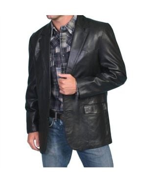 Scully Lambskin Leather Western Blazer - Black
