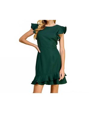 TCEC Clara Short Ruffle Sleeves Mini Dress - Green