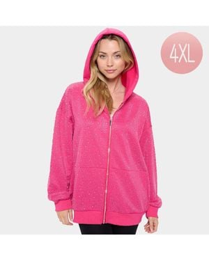 TRUEDAMES Bling Zip Up Hoodie Jacket - Pink