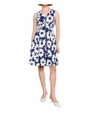 Charlie b Voile Printed Front Zip Mini Dress - Blue