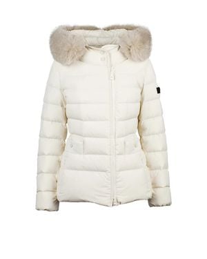 Peuterey Turmalet Down Jacket With Plush Fur Trim And Flattering Silhouette - White