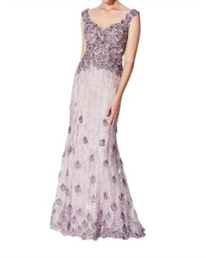Ivonne D Off The Shoulder Lace Dress - Purple