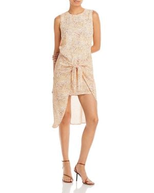 BCBGMAXAZRIA Hi-Low Front Tie Mini Dress - Natural