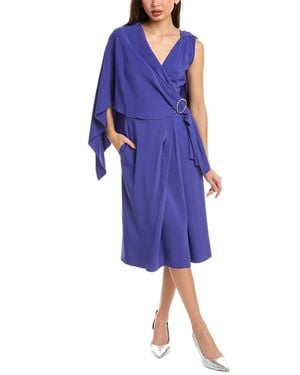 Alberta Ferretti Cape Midi Dress - Blue