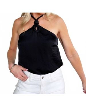 Naked Zebra Cord Keyhole Sleeveless Top - Blue