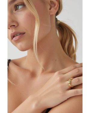 Akalia Waterproof 18K-Plated Croissant Ring - Brown