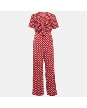 Sandro Printed Crepe Jumpsuit - Red