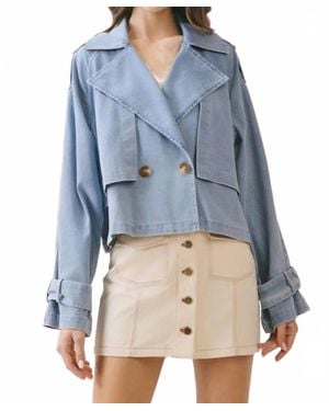 TCEC Maxine Double Breasted Front Oversized Jacket - Blue