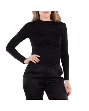 Anine Bing Ruched Jersey Texture Top - Black