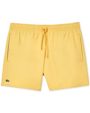 Lacoste Light Quick-Dry Swim Shorts Pockets Drawstring Waist Fts70 - Yellow
