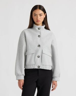 NVLT Funnel Neck Felt Jacket - Gray
