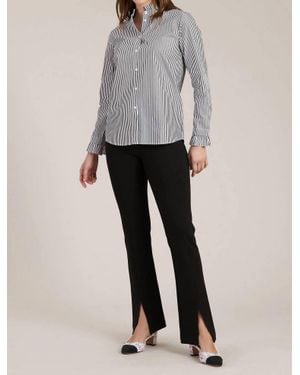 tyler boe Kelsey Ruffle Collar Striped Shirt - Gray