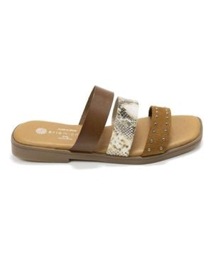 Eric Michael Demi Three Strap Slide Sandals - Brown