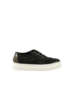 Twelve Style Division Leather Sneakers - Black