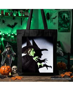 OrnamentallyYou Wicked Witch Of The West Graphic Tote Bag Retro Halloween Gift - Green