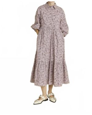 AUREUM Presley Pintuck Midi Shirt Dress - Blue