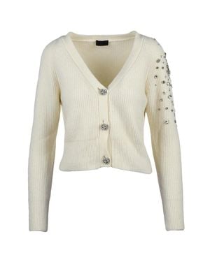 Liu Jo Jewel Button Accents V-Neck Cardigan - White