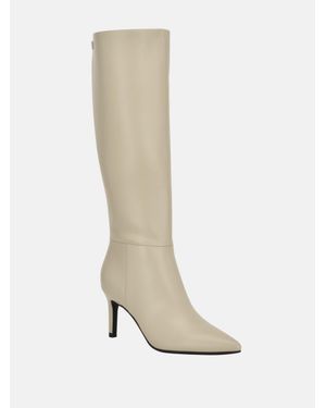 Guess Anorra Croc-Embossed Tall Boots - White