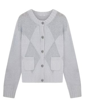 Ballantyne Diamond Pattern Knit Cardigan - Gray