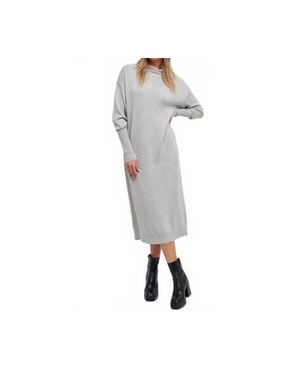Fun 2 Fun Mock Neck Sweater Dress - Gray