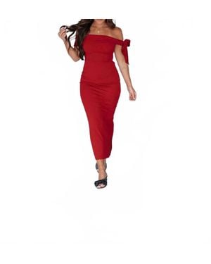 One And Only Collective Off Should Midi Dress - Red