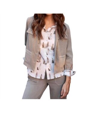 Renuar Combination Novelty Top - Gray