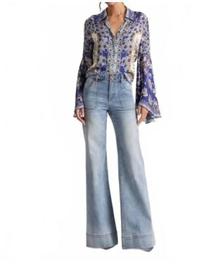 Alice + Olivia Willa Bell Sleeve Top - Blue