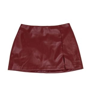 8apart Junior Paula Vegan Leather Skirt With Slit - Red