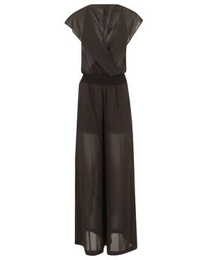 Pinko Camporosso Voile Jumpsuit With Sheer Panels - Black