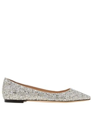 Jimmy Choo Romy Coarse Glitter Flats - Metallic