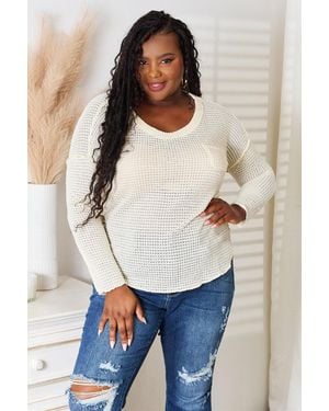 TRUEDAMES Culture Code Full Size Scoop Neck Patch Pocket Top - White