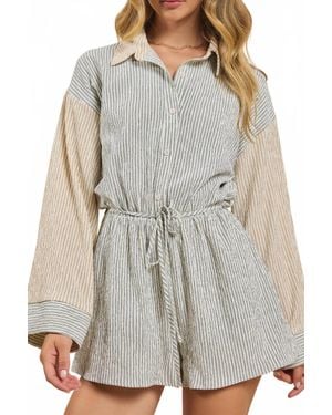 Sadie & Sage In The Clouds Stripe Romper - Gray