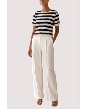 Riviera Harbor Knit Stripe Rope Embellished Top - Blue