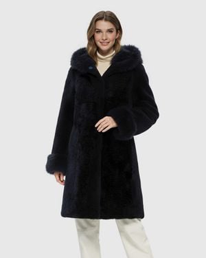 Gorski Sheared Cashmere Goat Parka With Cashmere Goat Hood Trim & Cuffs - Black